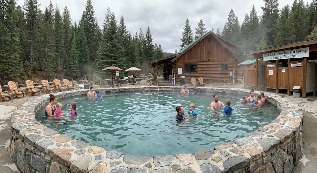 Developed hot springs resort with pool and amenities